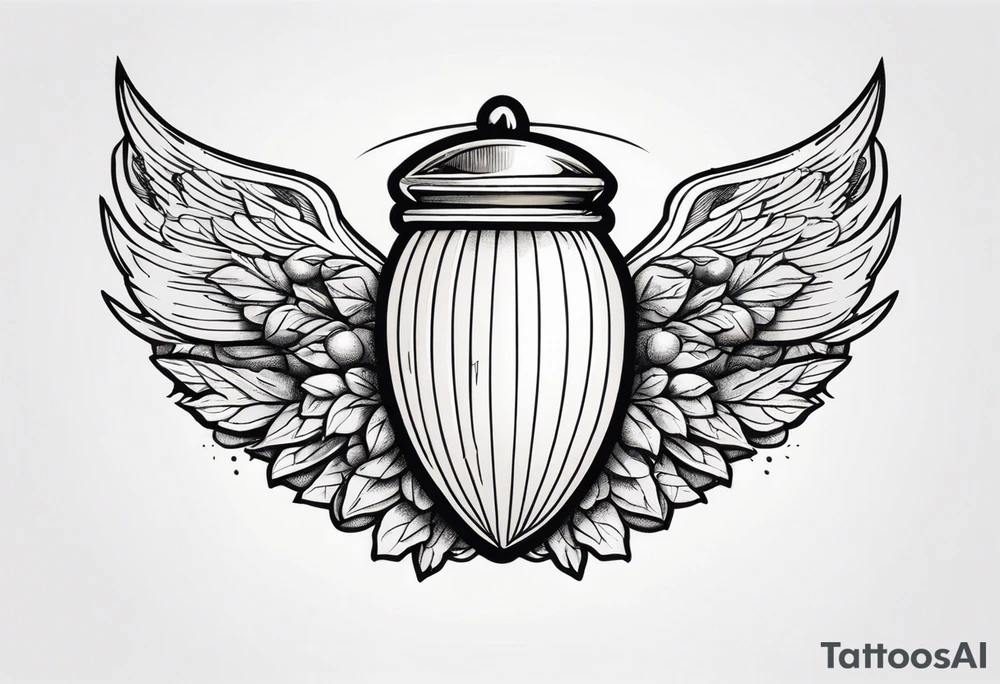 Acorn with angel wings tattoo idea