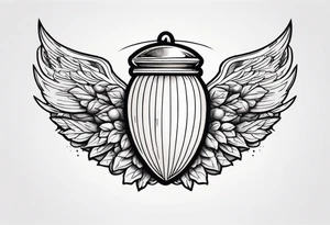 Acorn with angel wings tattoo idea