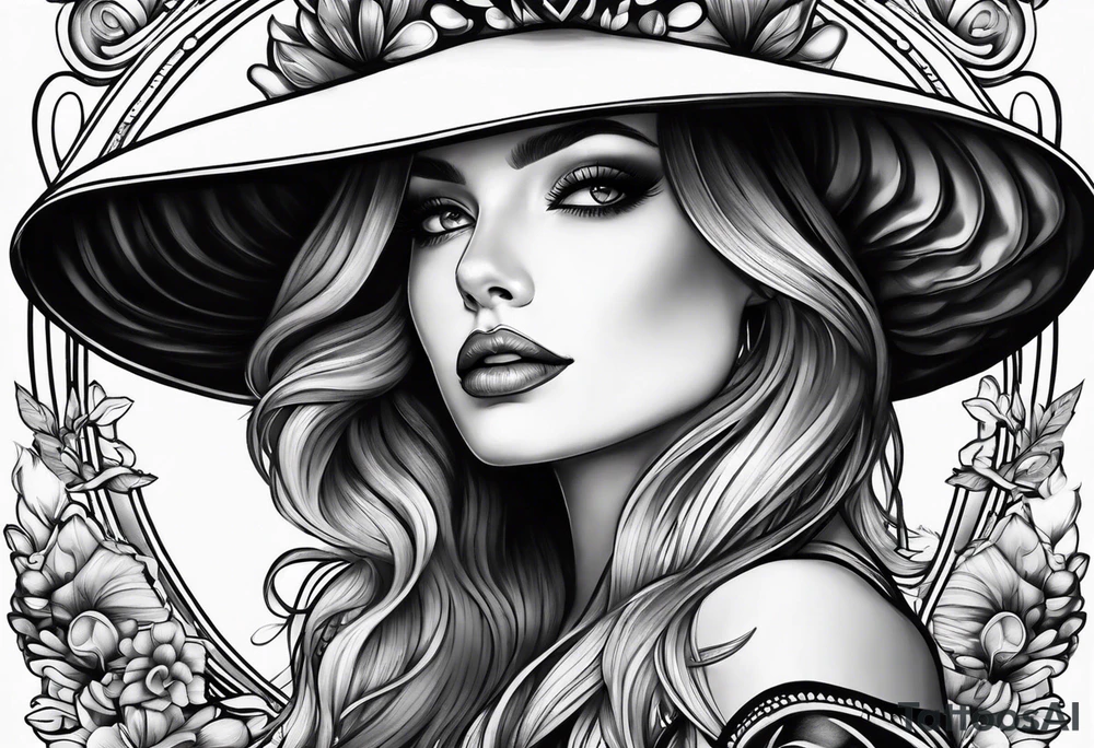 Female mushroom hat tattoo idea