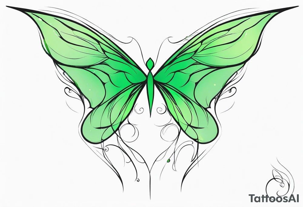 Green fairy wing tattoo idea