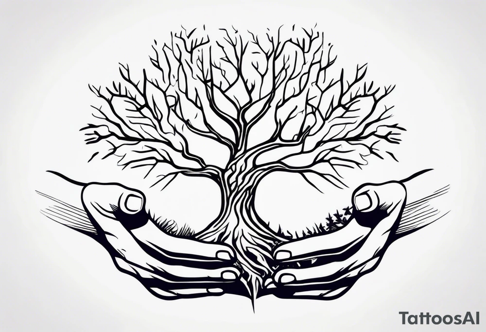 Hands morphing into roots tattoo idea
