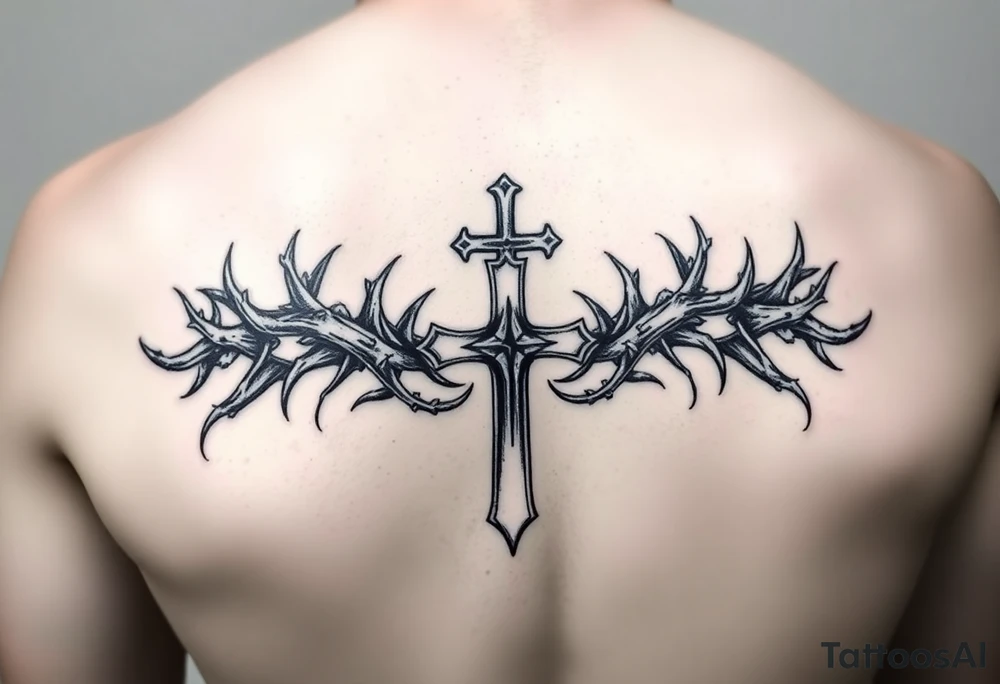 Crowns of thorns with god first and cross tattoo idea