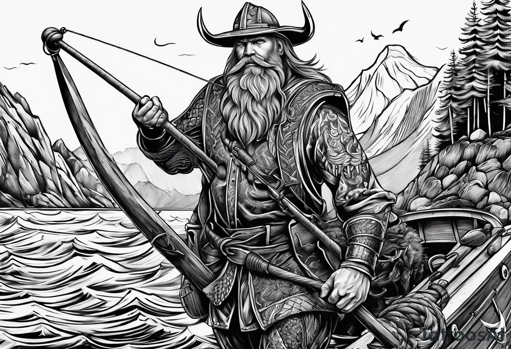 bad ass viking fisherman tattoo idea