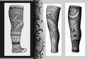 Leg sleeve with cool patterns tattoo idea
