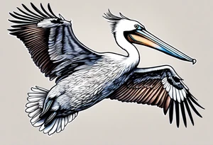 flying fast pelican tattoo idea