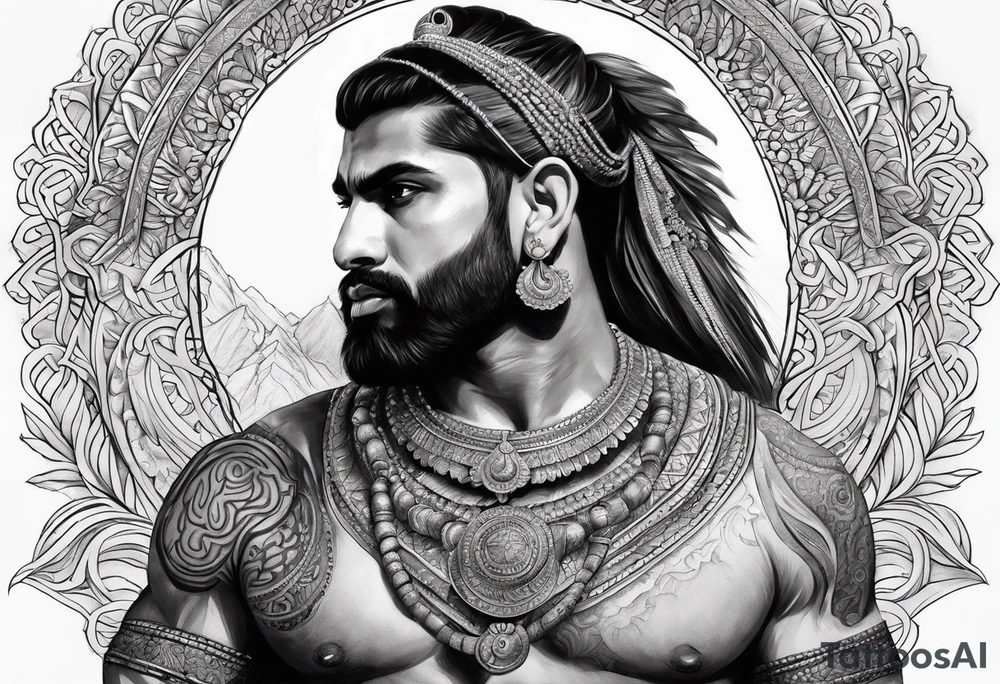 Its a warrior hindu karan tattoo idea