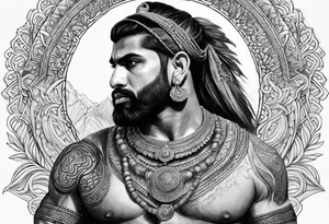 Its a warrior hindu karan tattoo idea