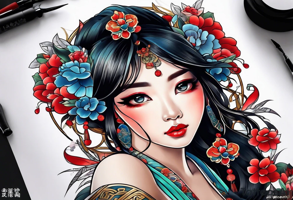 chinese girl tattoo idea