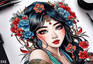 chinese girl tattoo idea