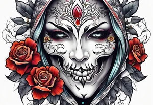 Ghost face holding flowers tattoo idea