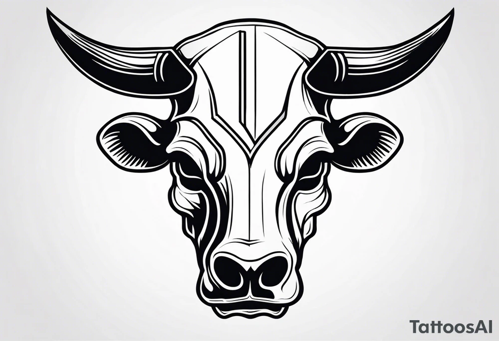 skull of a bull with a line frame, realistic, simple tattoo idea