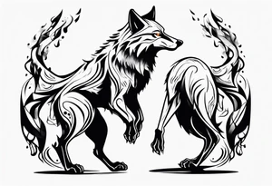 two wolves dancing on their hind legs. tattoo idea
