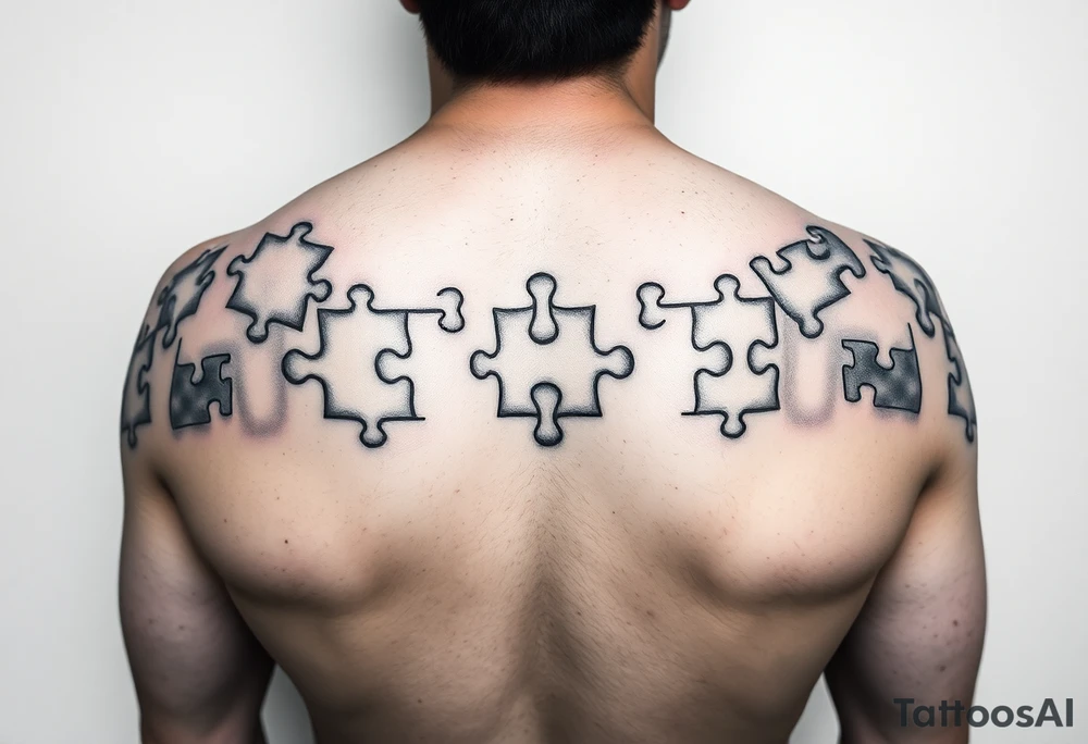 full arm sleeve with autism puzzle pieces tattoo idea