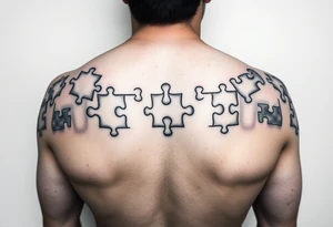 full arm sleeve with autism puzzle pieces tattoo idea