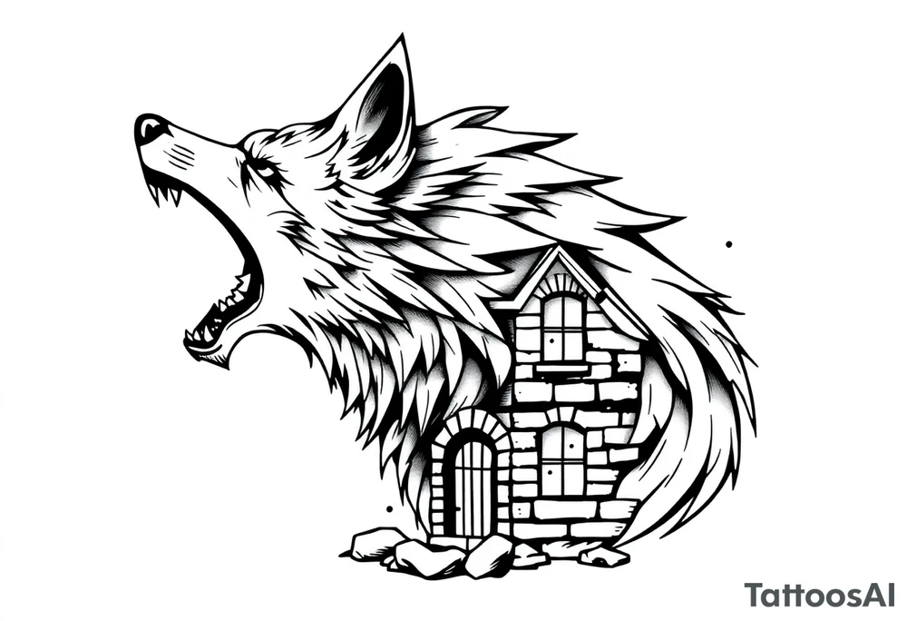 Big bad wolf  blowing a brick house down tattoo idea
