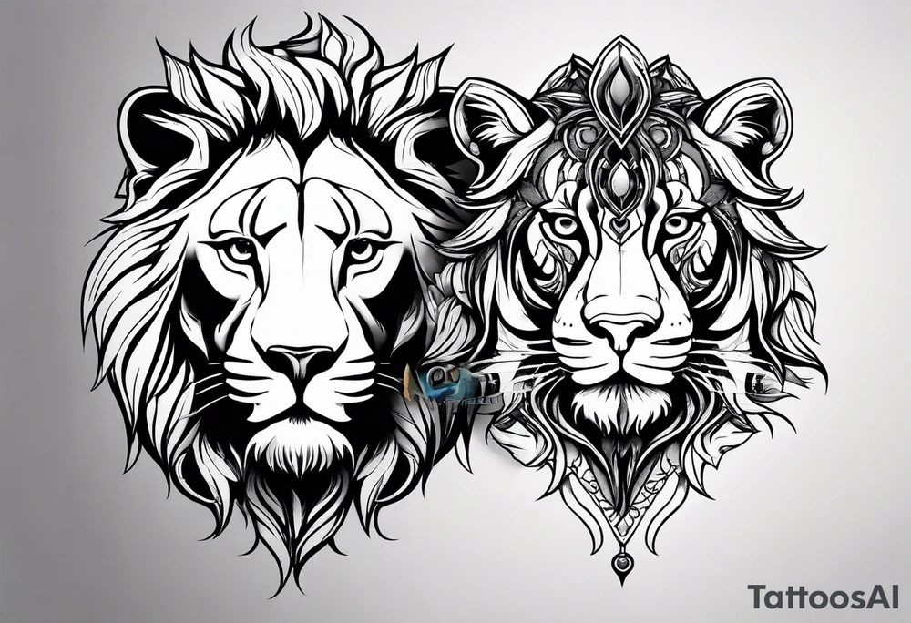 Leo couple animals tattoo idea