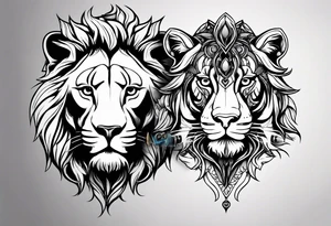 Leo couple animals tattoo idea