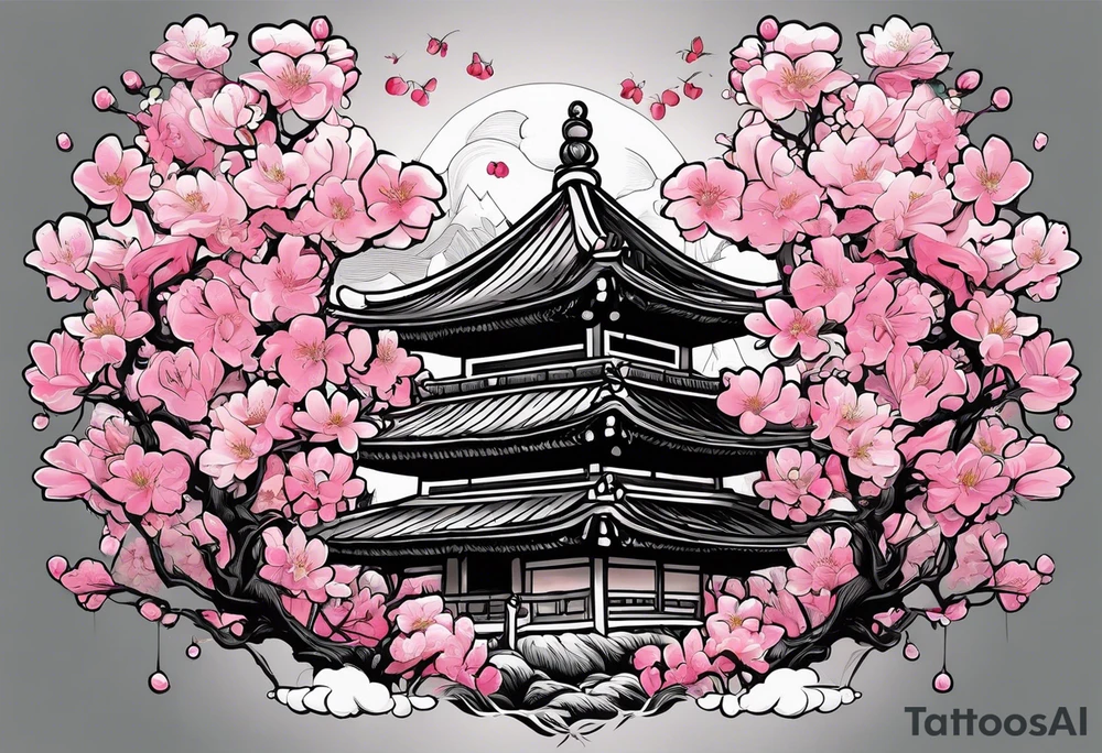 "Life Goes On" Pink cherry blossoms, lord of color tattoo idea