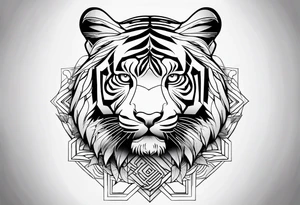 Tiger with sacred geometry and shapes tattoo idea