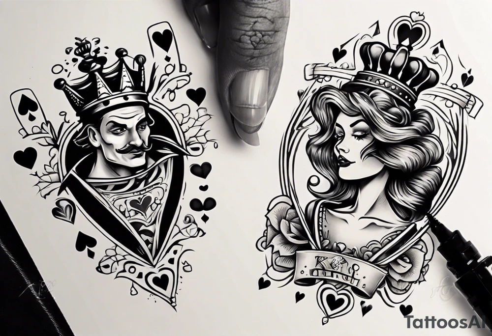 king and queen of hearts tattoo idea