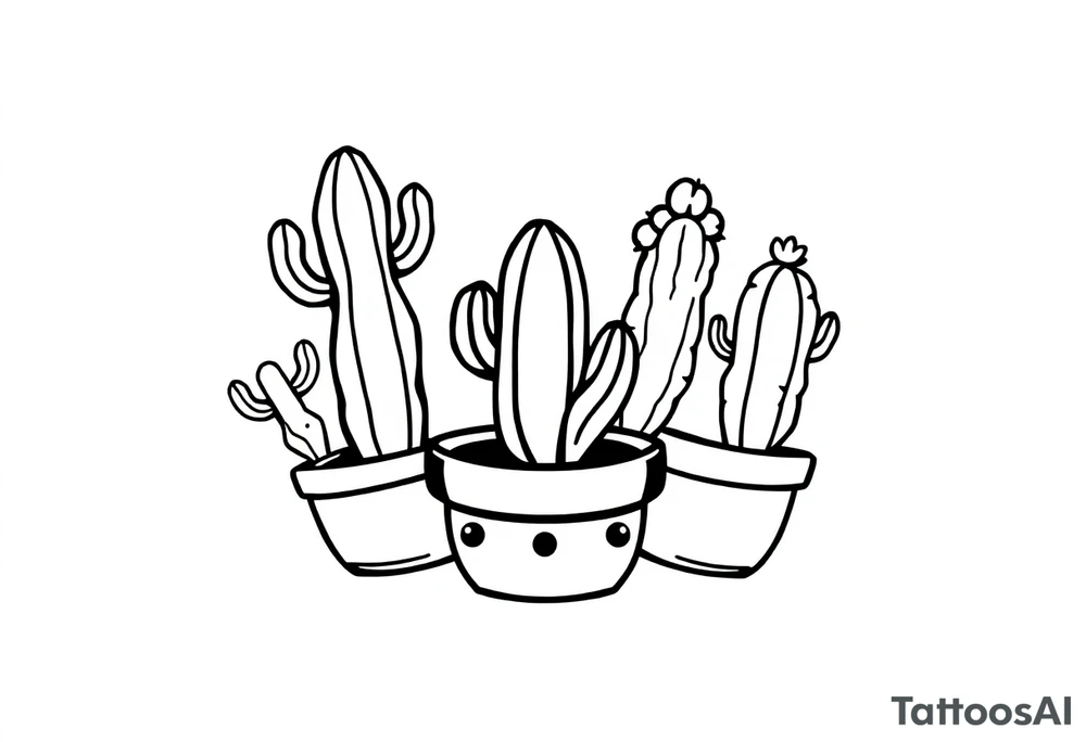 6 unique and Cute cacti in a pot tattoo idea
