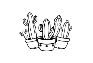 6 unique and Cute cacti in a pot tattoo idea