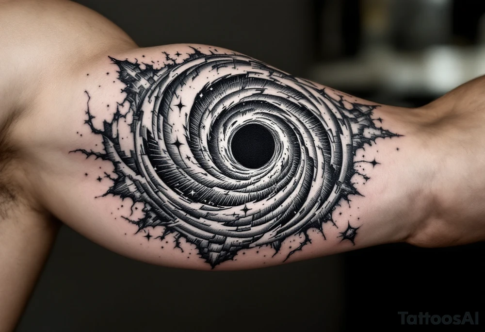 Parallel worlds entered by a black hole tattoo idea