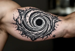 Parallel worlds entered by a black hole tattoo idea