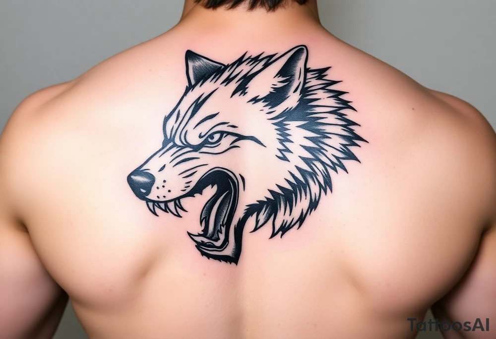 wolf head snarling tattoo idea