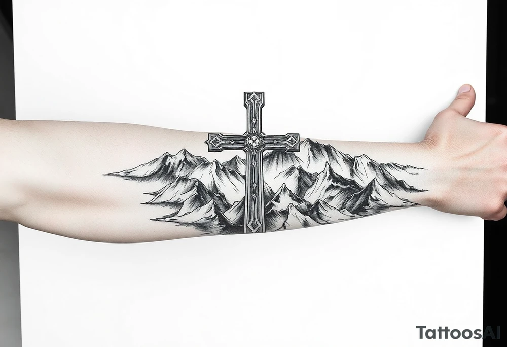 russian orthodox cross in a mountainous setting tattoo idea russian orthodox cross in a mountainous setting tattoo idea