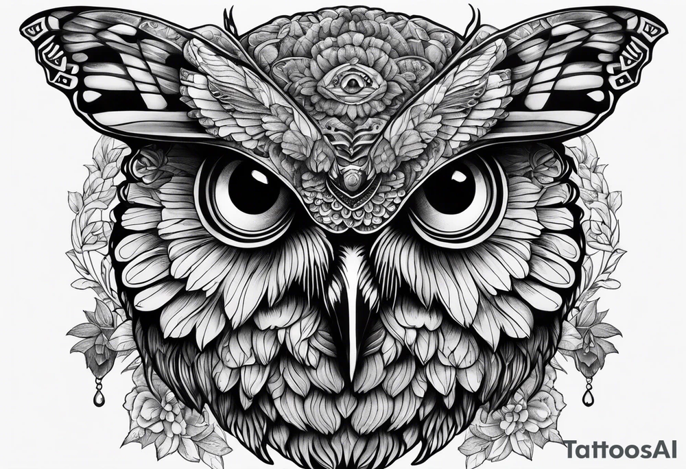 Dead head moth with owl eyes tattoo idea