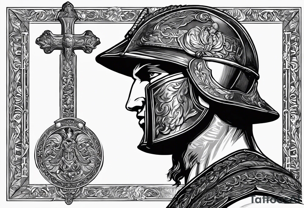 roman soldier from AD 60, wearing the "armor of God" as described in ephesians chapter 6 verses 10 to 17 tattoo idea