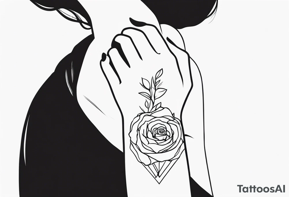 Girl in a man's hand tattoo idea