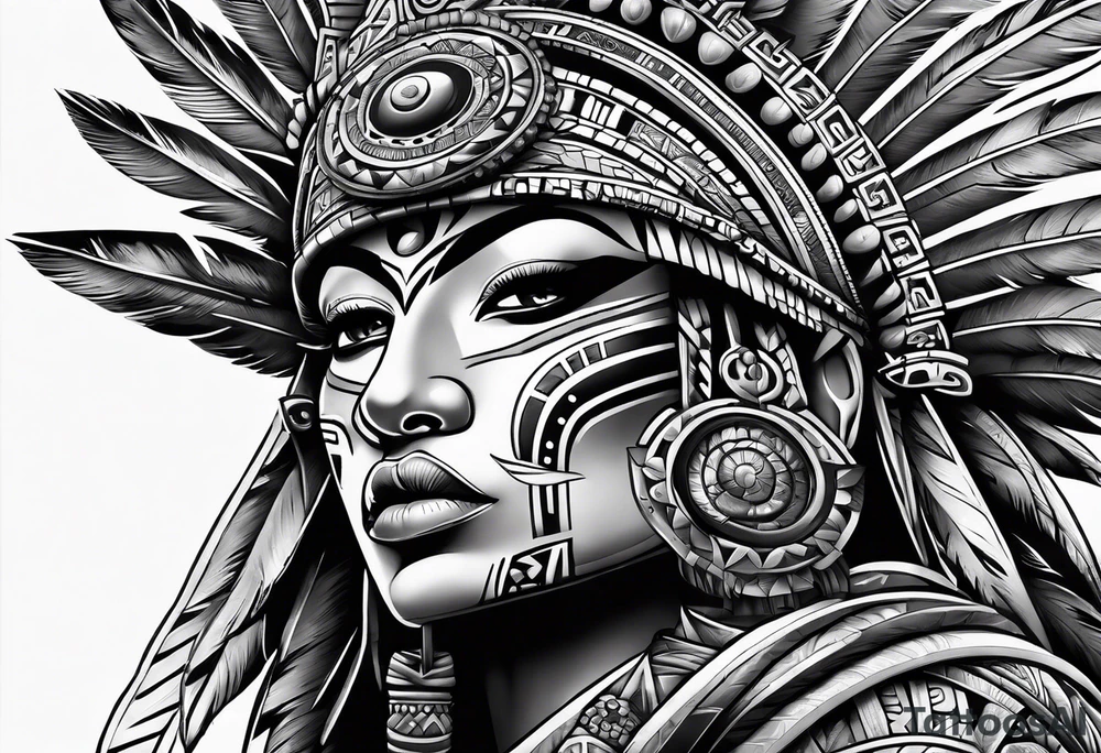 Aztec,gangster, mayan,guns,symbols tattoo idea