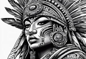 Aztec,gangster, mayan,guns,symbols tattoo idea