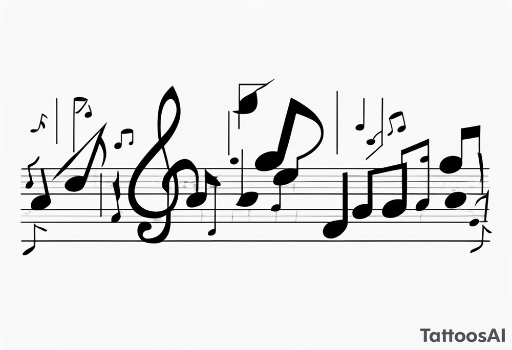 Musical notes connecting toddlers dancing tattoo idea