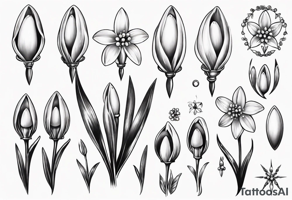 Snowdrop with jewels tattoo idea