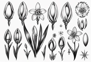 Snowdrop with jewels tattoo idea