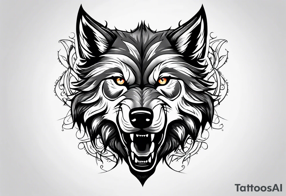 angry alpha wolf tattoo idea