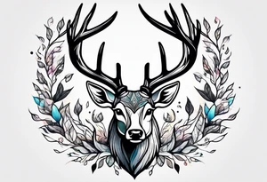deer antlers flying away in leaves tattoo idea