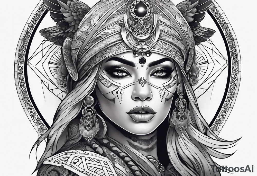 kali ma, alien goddess, valkrye, aries, pirate, divine feminine, zenza resonance, pachamama, lotus azul, blank panther, eagle, skull, 5D, nueva gaya, dna 12 tattoo idea