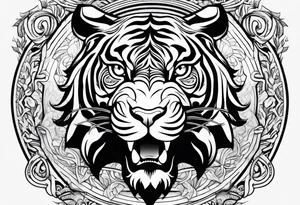 half taurus bull and half tiger design tattoo idea