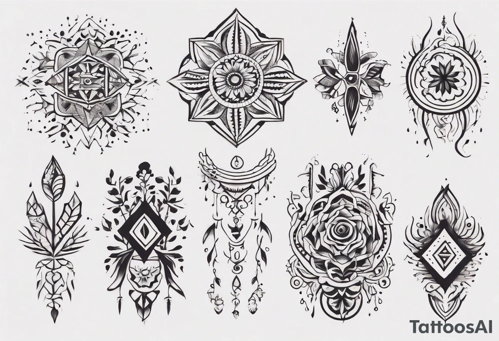 Minimalist Ornemental traditional henne indie tattoo idea