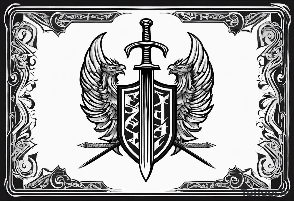 Valhalla steps shield sword tattoo idea