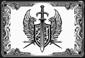 Valhalla steps shield sword tattoo idea