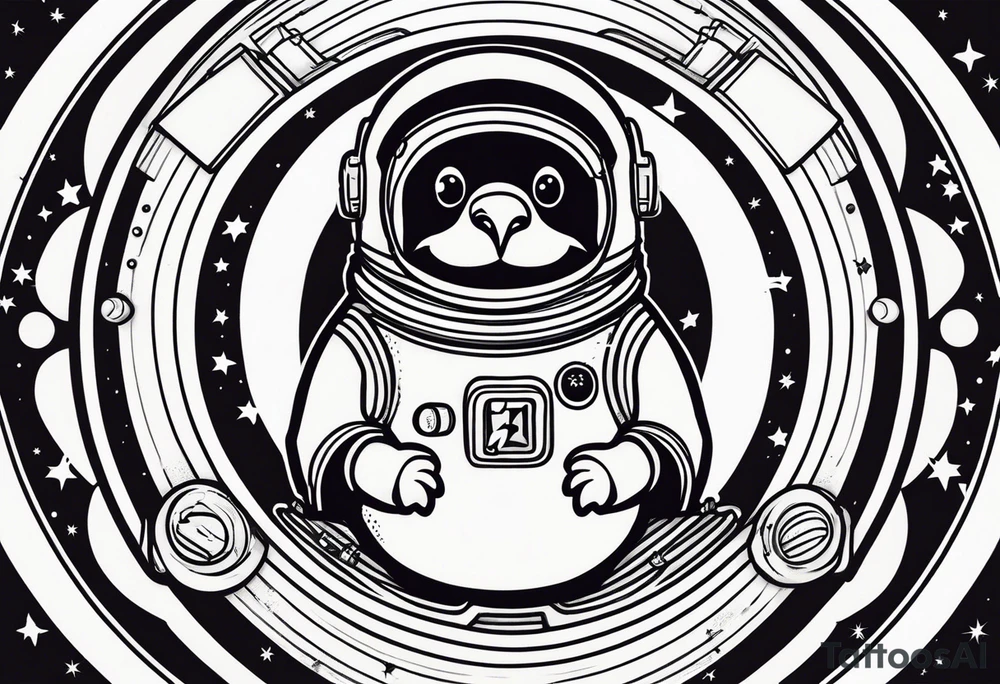 Pinguin astronaut tattoo idea