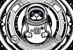 Pinguin astronaut tattoo idea