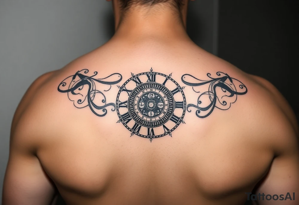 vintage roman numerals within ornate clockwork mechanism tattoo idea