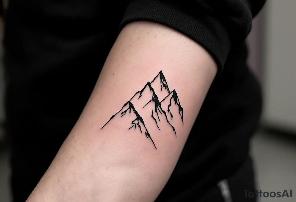 minimalist mountain with two kids
abstract. Kids are two of the four mountains. Parents as mountain behind. tattoo idea