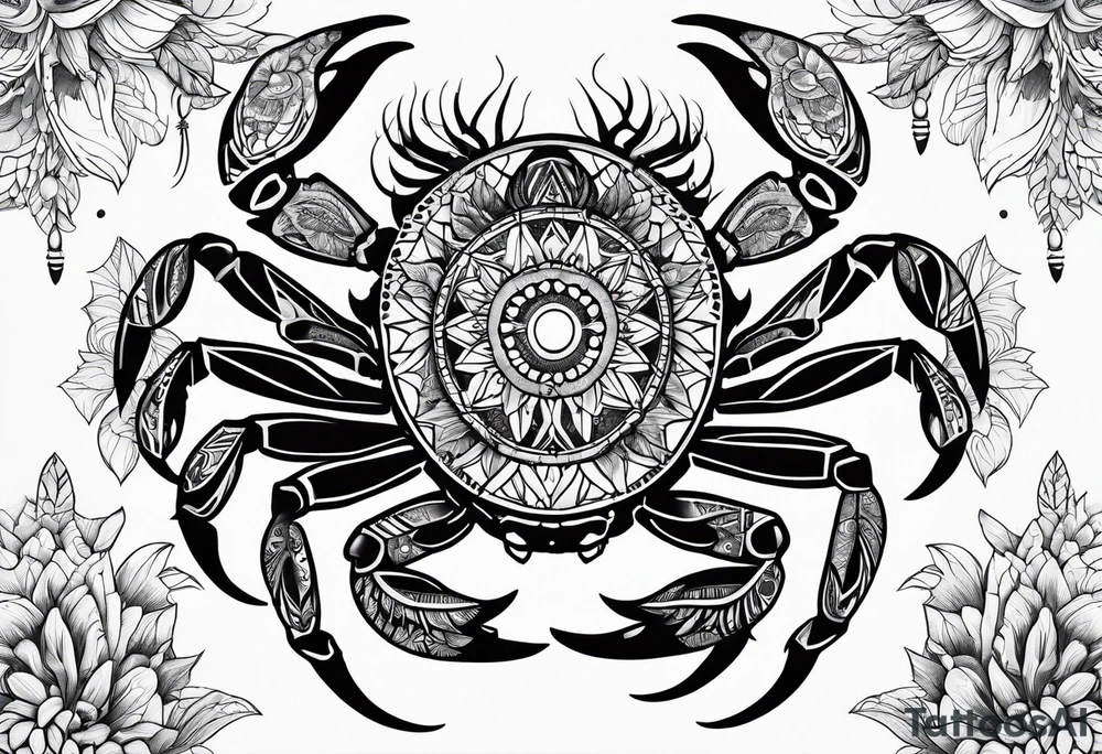 Native american,crab, flowers, dream catcher, tattoo idea